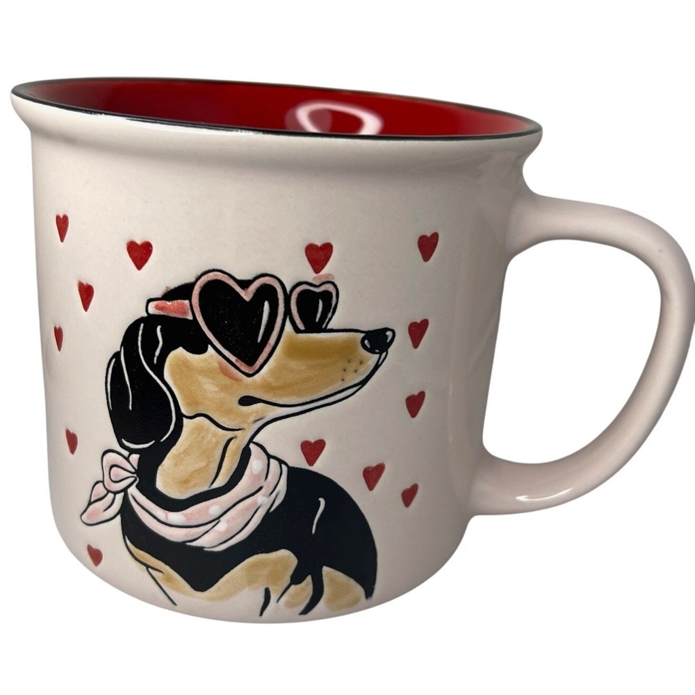 Spectrum Designz Valentine's Dachshund Dutches Dog Heart Glasses Coffee Mug Cup‎